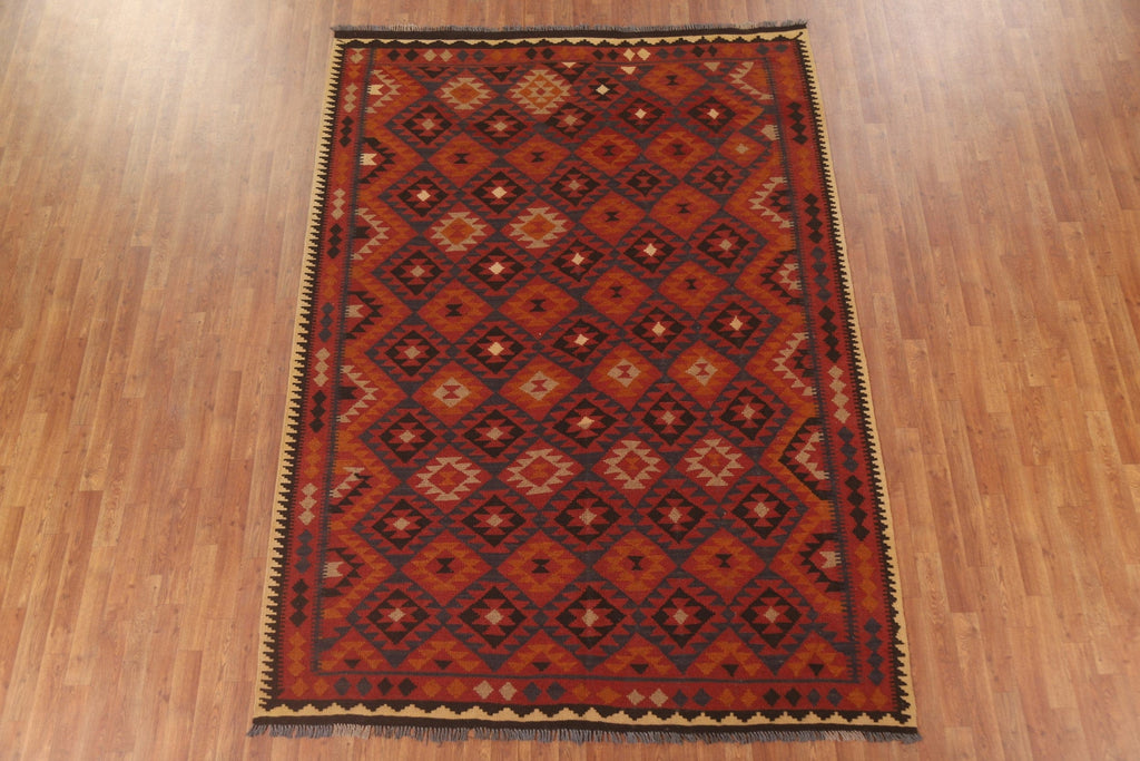 Reversible Wool Kilim Oriental Area Rug 7x9