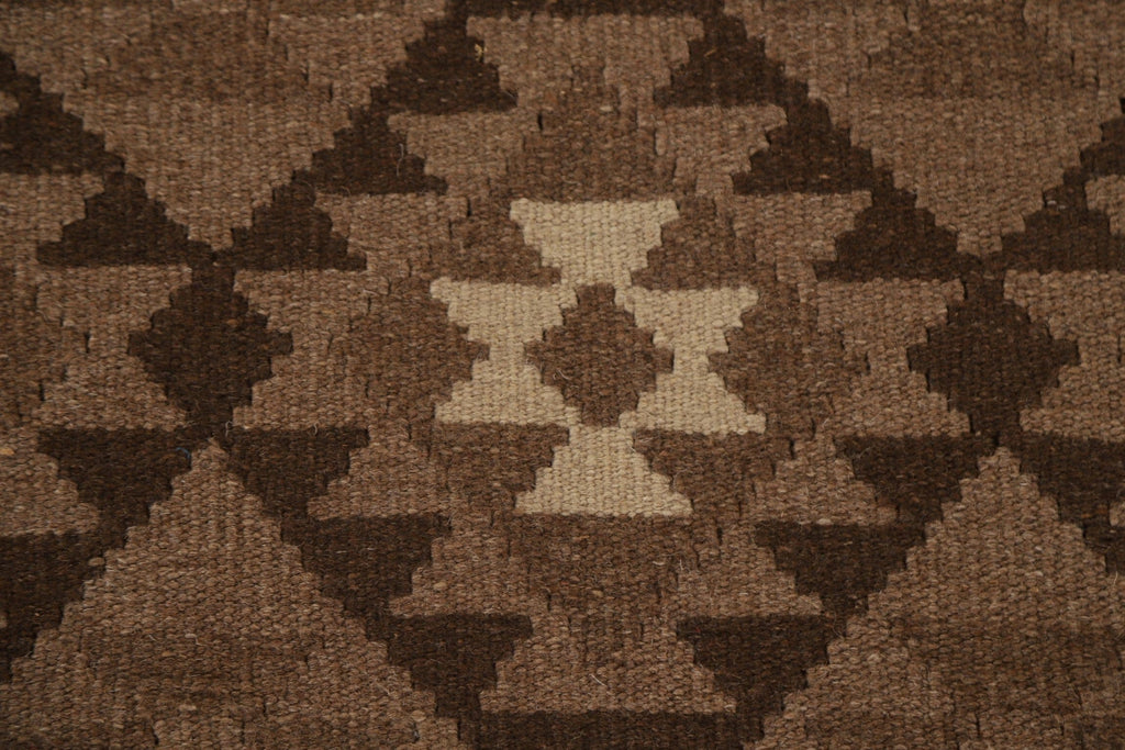 Brown Wool Kilim Oriental Area Rug 7x10