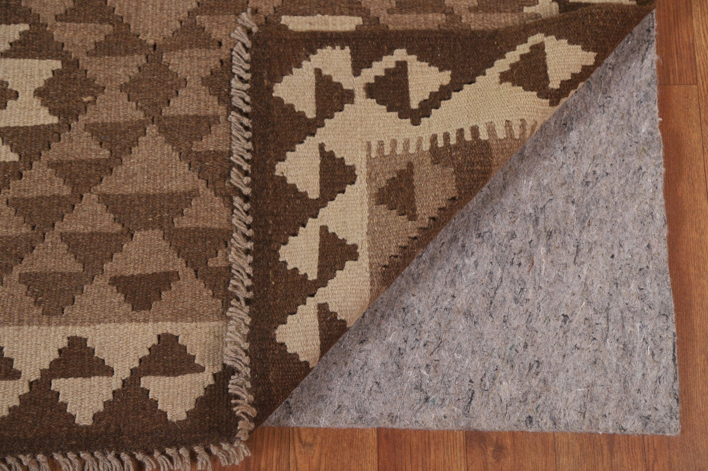 Brown Kilim Reversible Wool Area Rug 7x10