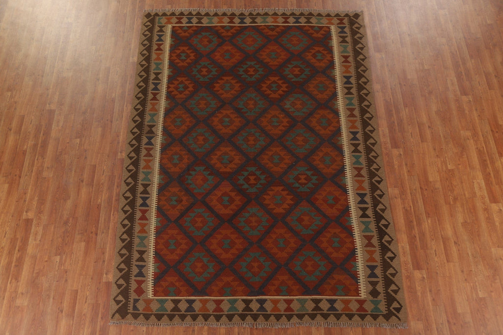 Multicolor Kilim Reversible Wool Area Rug 7x9