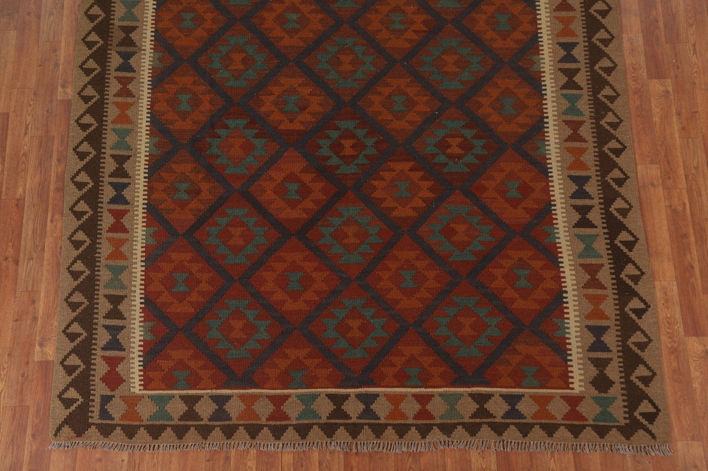 Multicolor Kilim Reversible Wool Area Rug 7x9