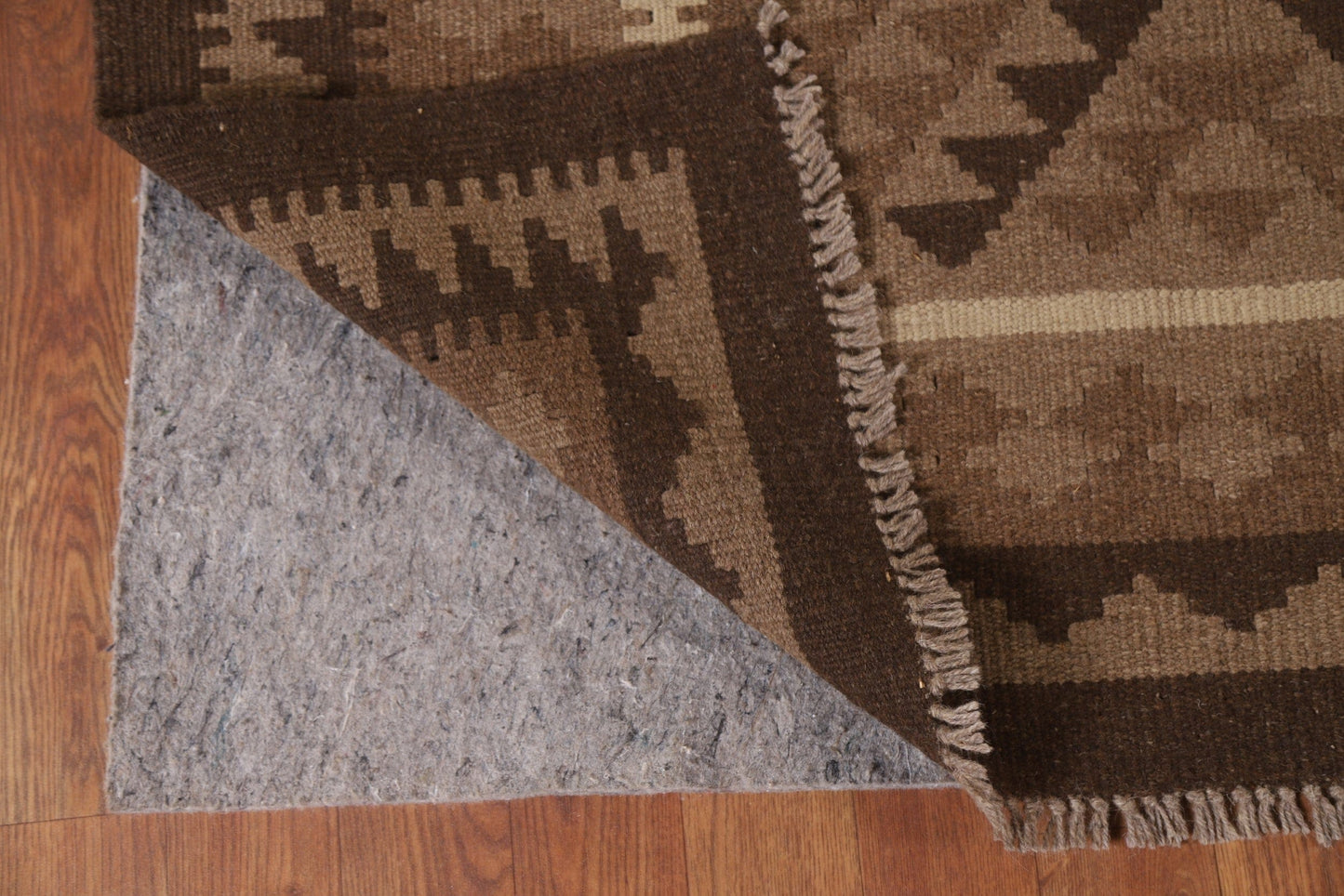 Brown Kilim Reversible Wool Area Rug 7x10