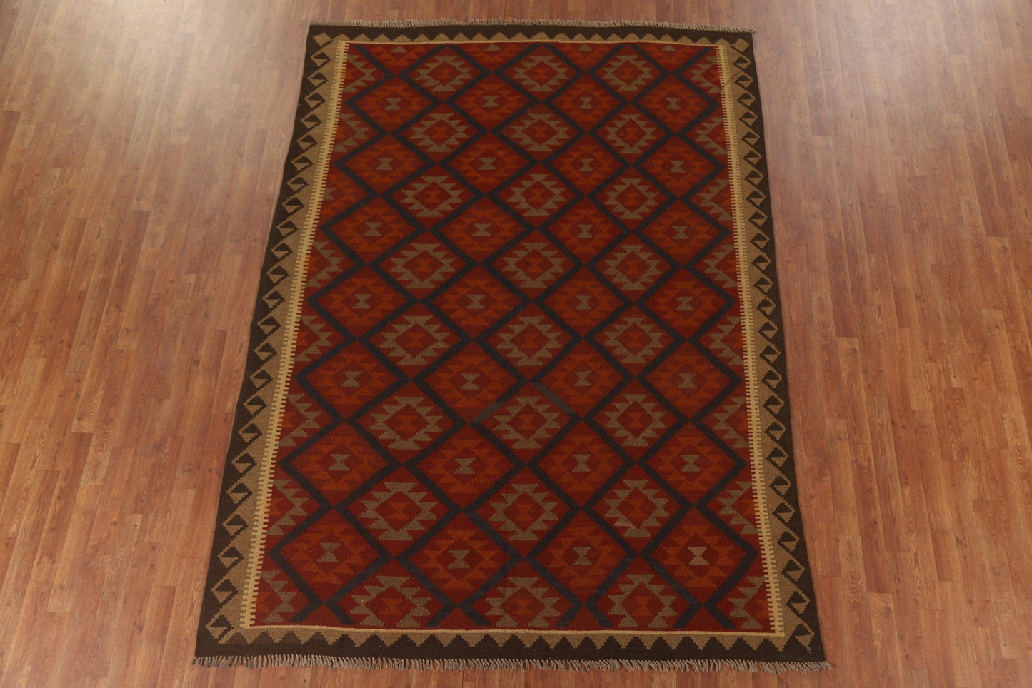 Multicolor Kilim Reversible Wool Area Rug 7x9