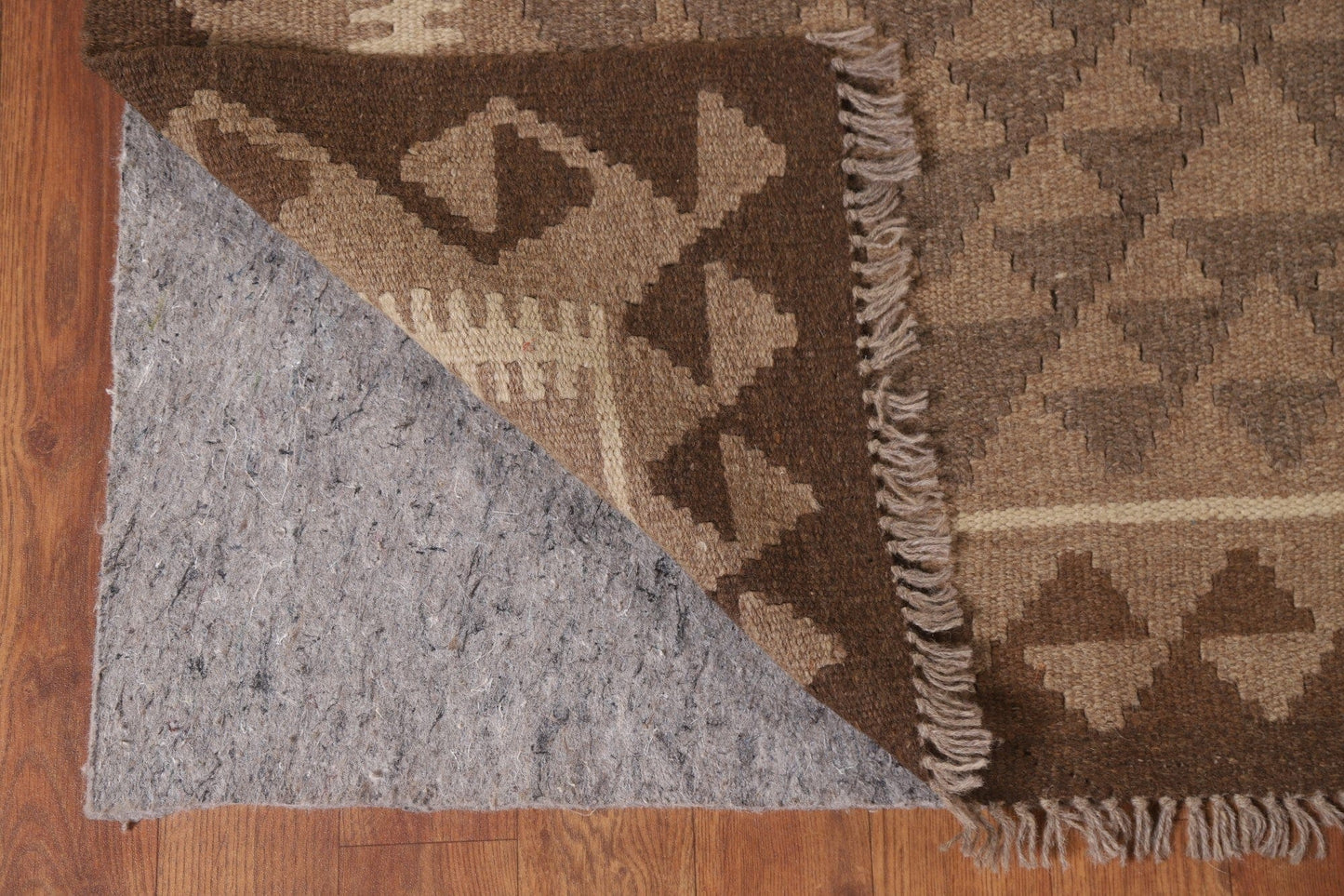 Brown Kilim Reversible Wool Area Rug 7x10