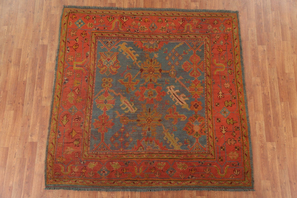 Pre-1900 Antique Vegetable Dye Oushak Square Area Rug 6x6