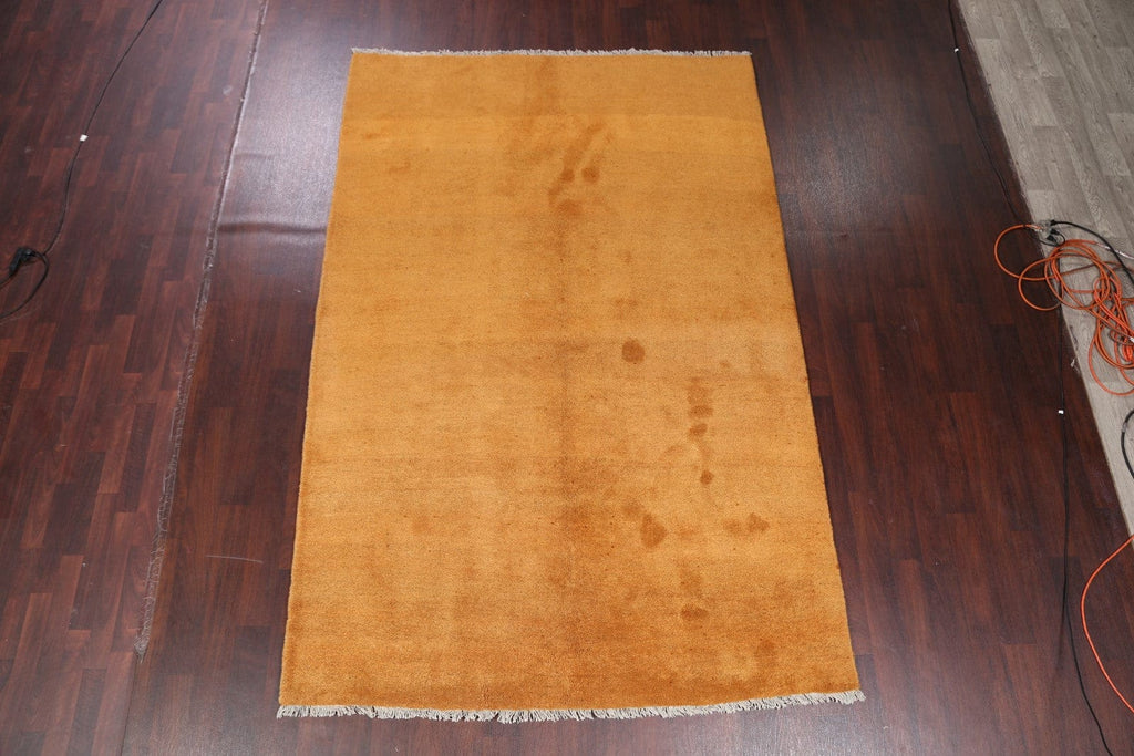 Solid Orange Gabbeh Shiraz Modern Persian Are Rug 7x10ft