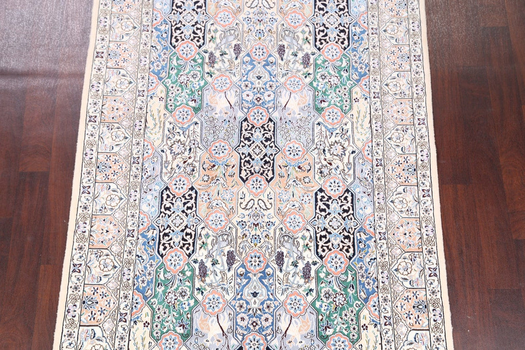 Floral Nain Isfahan Persian Wool Silk Rug 5x8