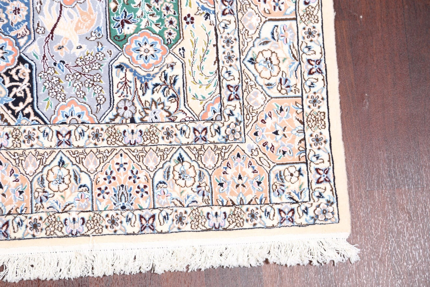 Floral Nain Isfahan Persian Wool Silk Rug 5x8