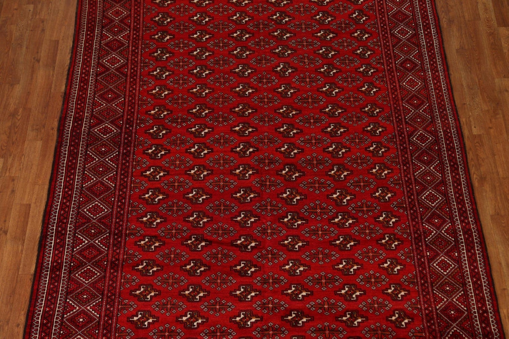 Red Geometric Bokhara Pakistan Wool Area Rug 7x9