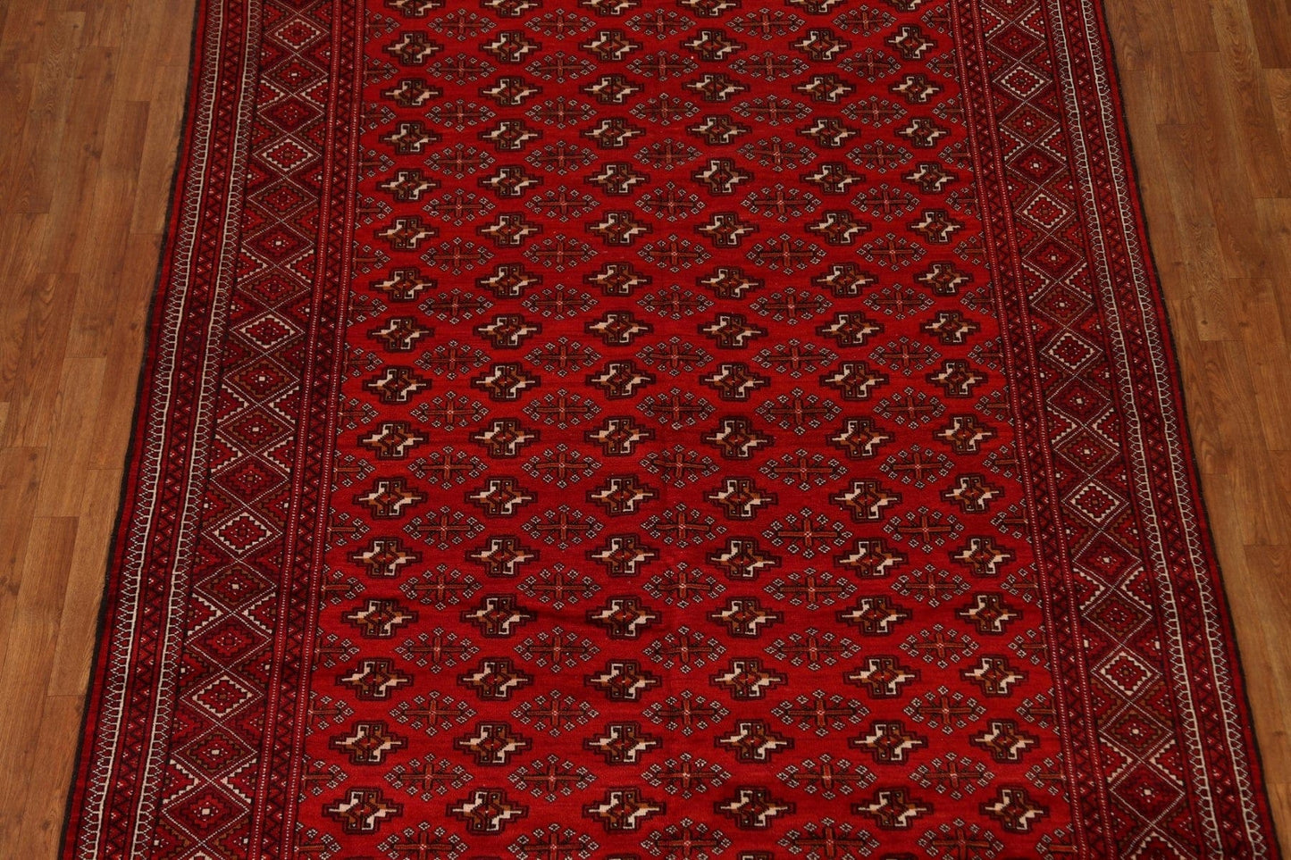 Red Geometric Bokhara Pakistan Wool Area Rug 7x9