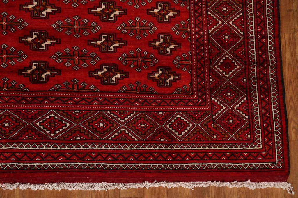 Red Geometric Bokhara Pakistan Wool Area Rug 7x9