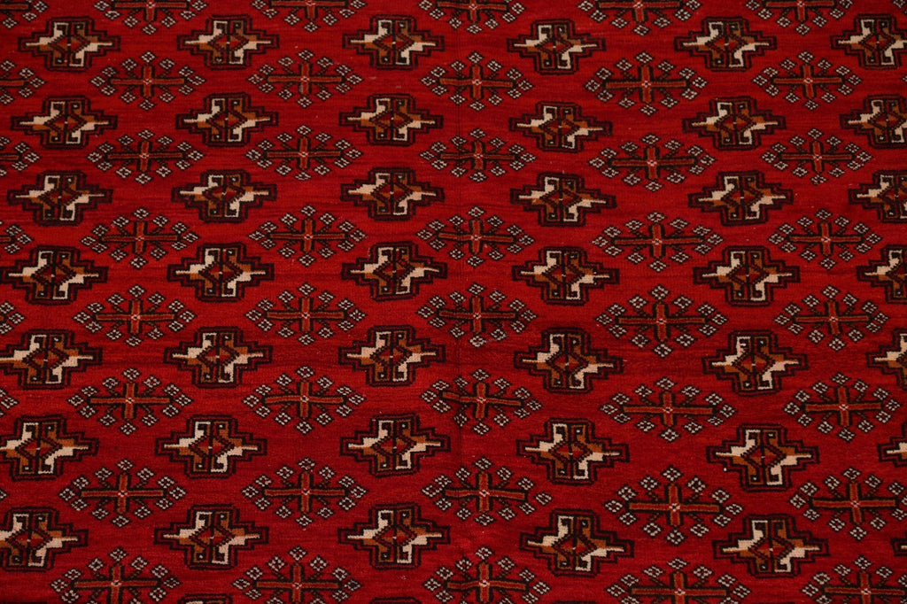 Red Geometric Bokhara Pakistan Wool Area Rug 7x9