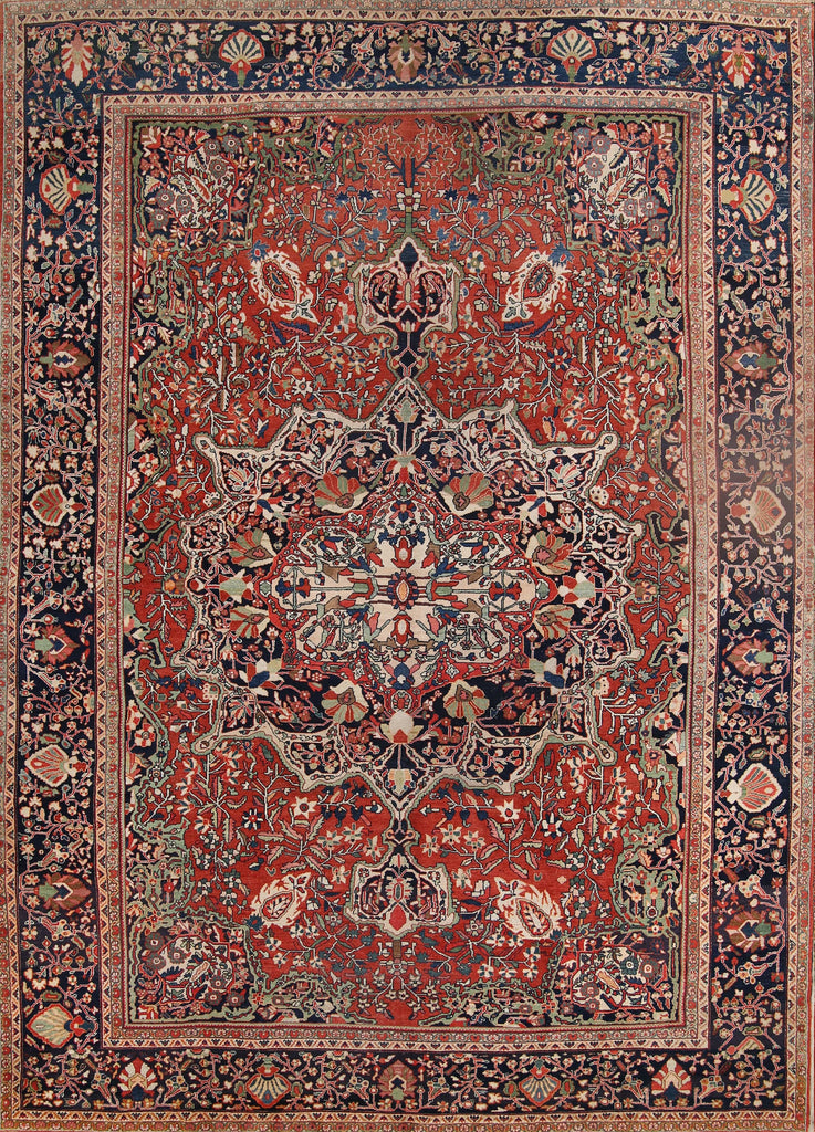 Pre-1900 Antique 10x14 Sarouk Persian Area Rug