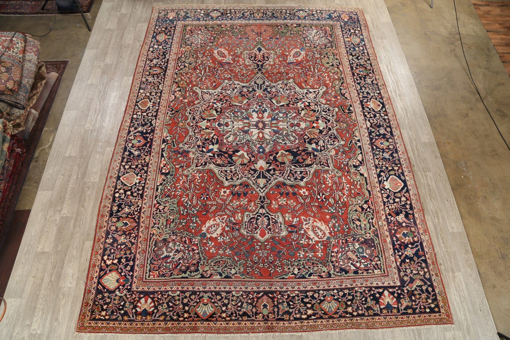 Pre-1900 Antique 10x14 Sarouk Persian Area Rug