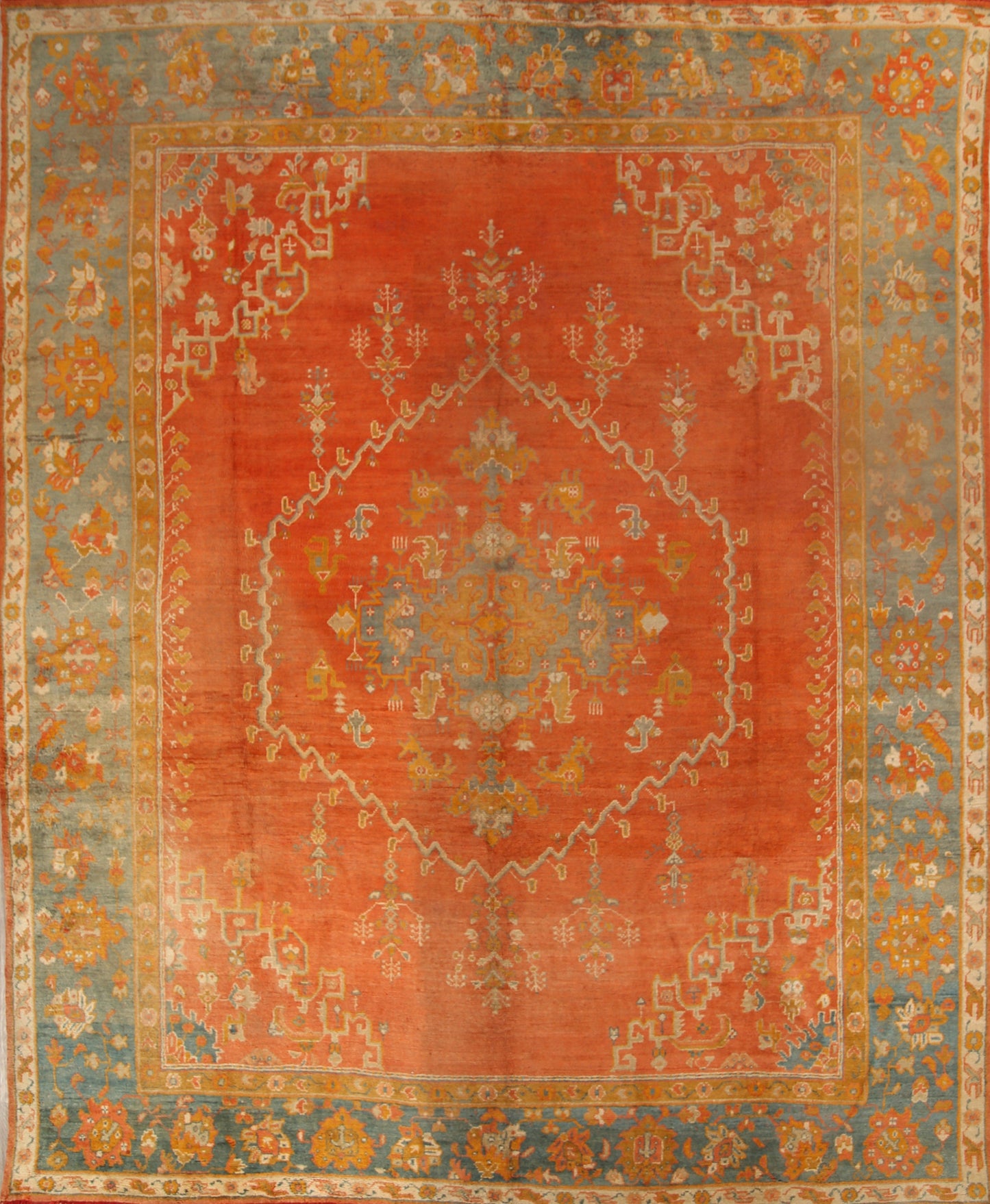 Pre-1900 Antique Vegetable Dye Oushak Persian Area Rug 11x14