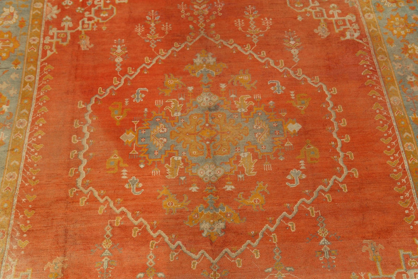 Pre-1900 Antique Vegetable Dye Oushak Persian Area Rug 11x14