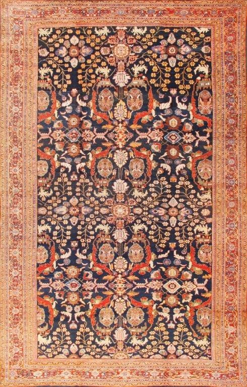 Antique Sultanabad Collection Navy Lamb's Wool Area Rug-12' 0" X 19' 0"