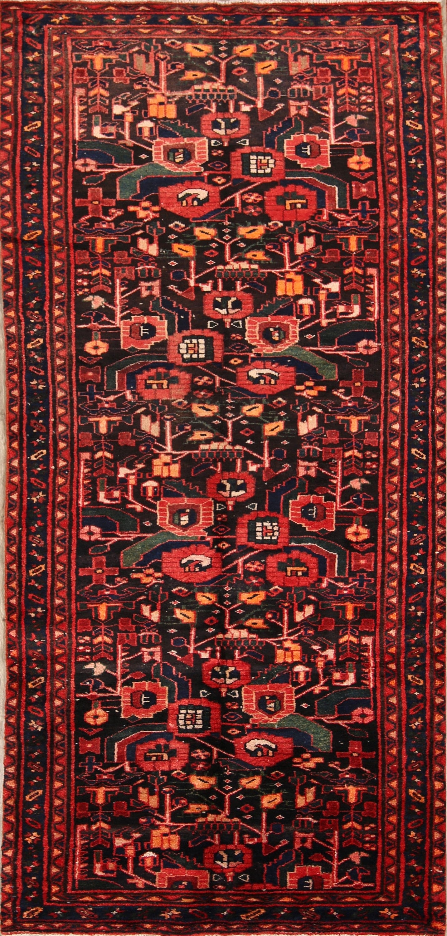 Geometric Hamedan Persian Runner Rug 4x10