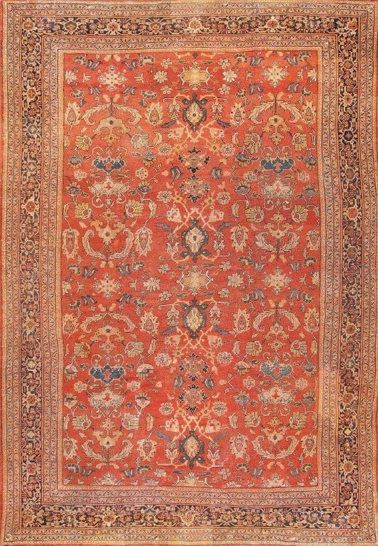 Antique Sultanabad Collection Rust Lamb's Wool Area Rug-13' 4" X 19' 4"