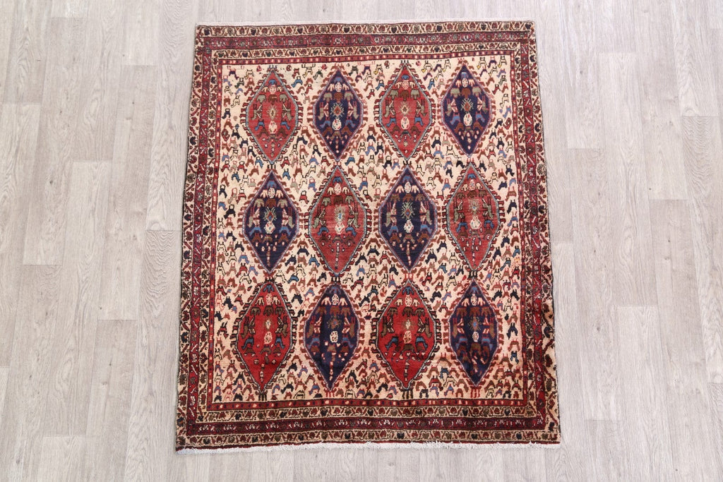 Antique Tribal Shiraz Abadeh Persian Area Rug 4x5