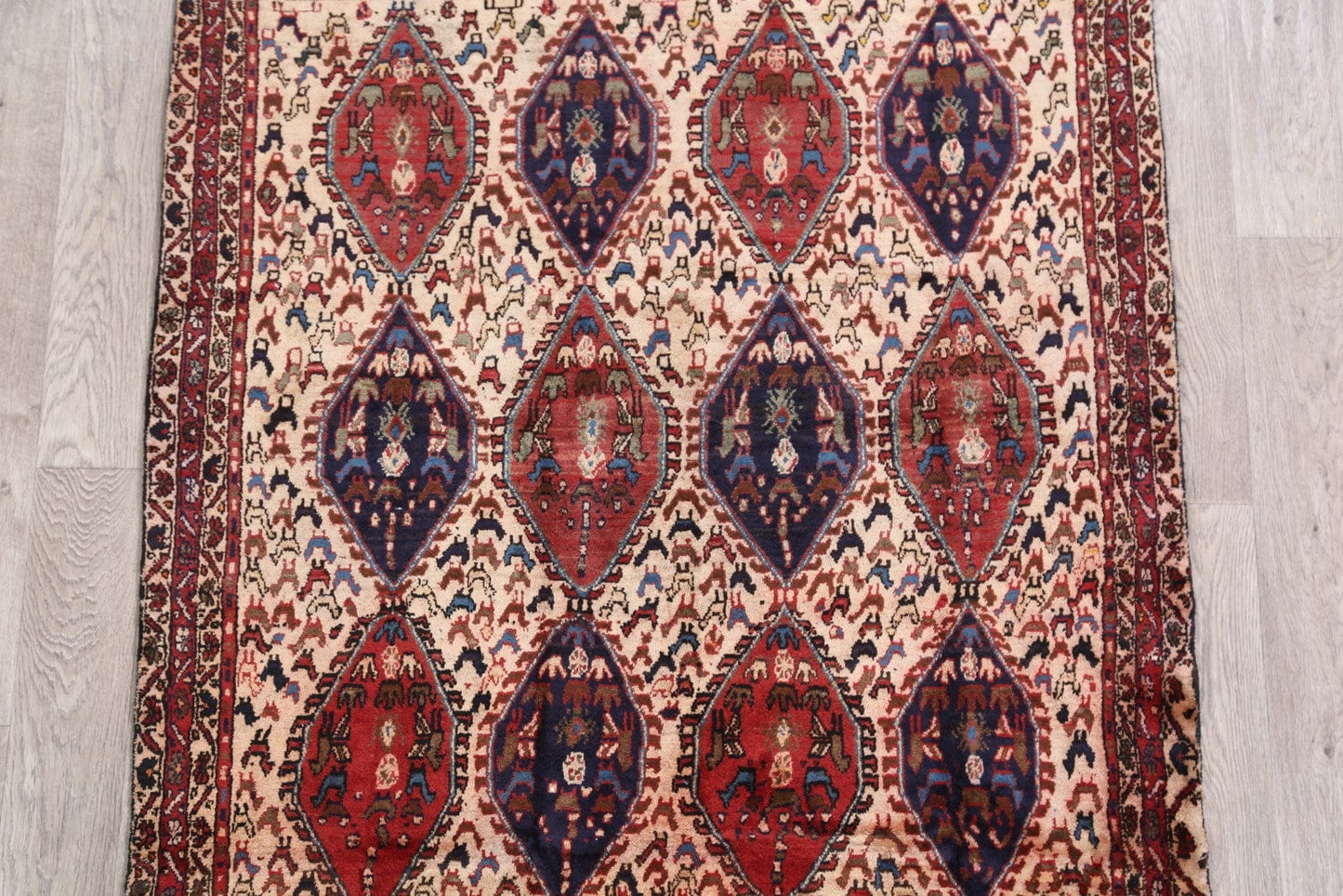 Antique Tribal Shiraz Abadeh Persian Area Rug 4x5