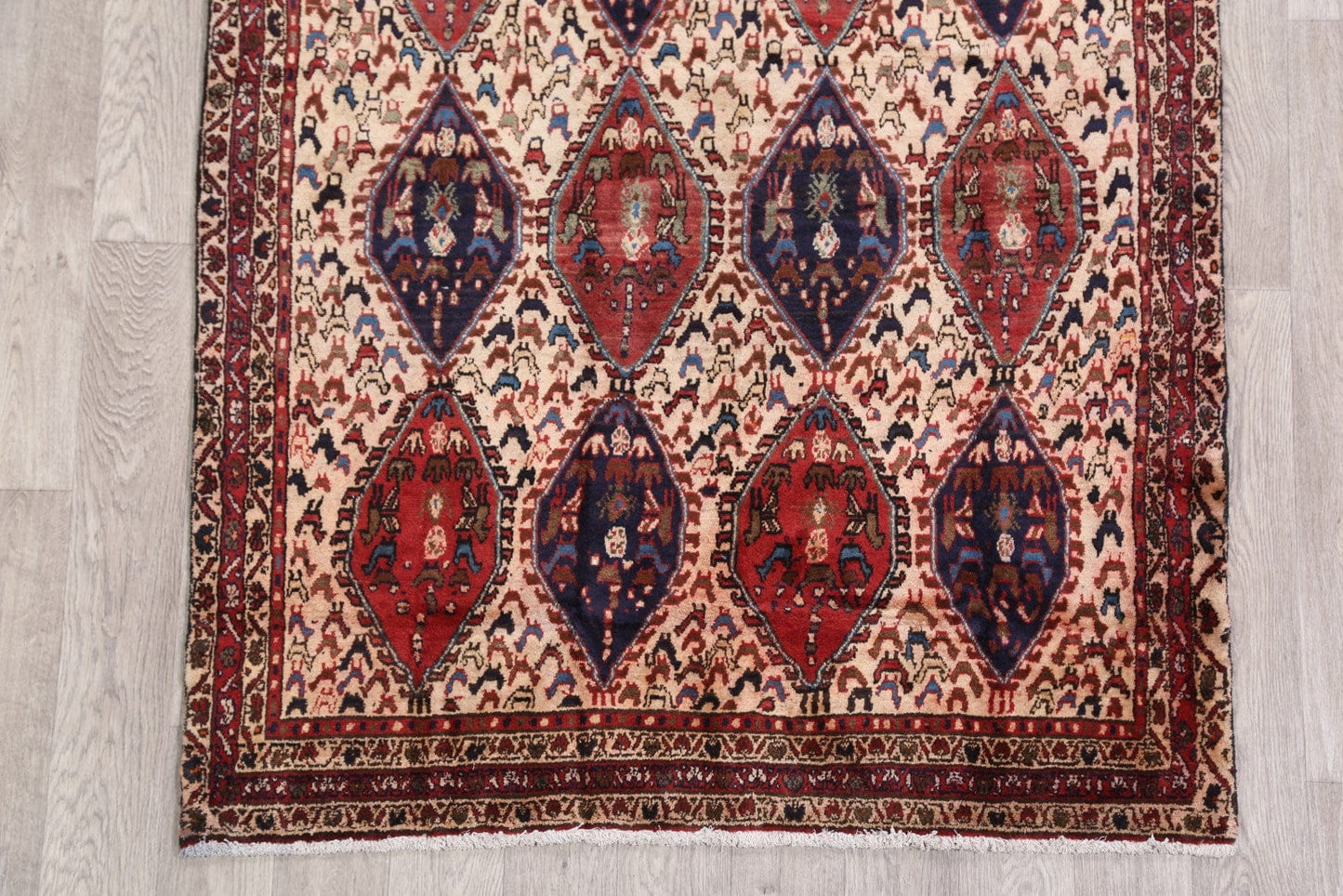 Antique Tribal Shiraz Abadeh Persian Area Rug 4x5