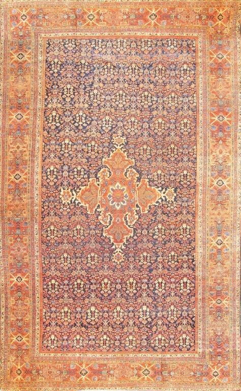 Antique Sultanabad Collection Navy Lamb's Wool Area Rug-12' 5" X 20' 2"