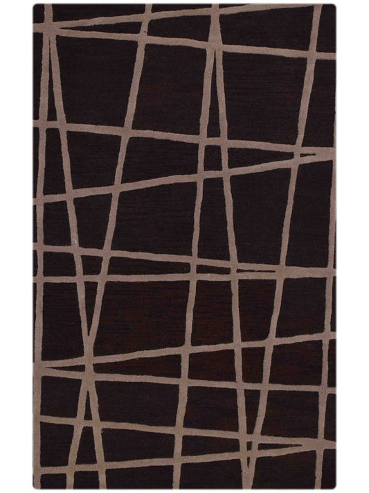 Hand-tufted Dark Brown Abstract Area Rug 5x8