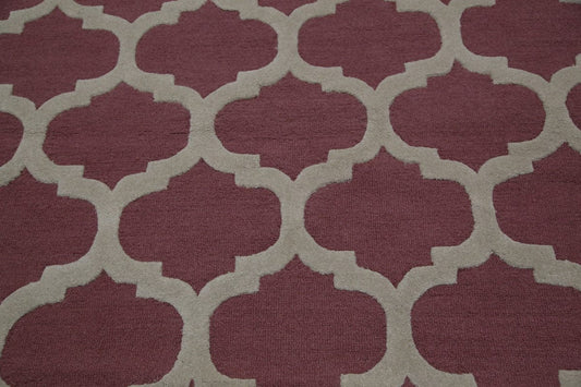 Pink/Ivory Round 8x8 Trellis Area Rug