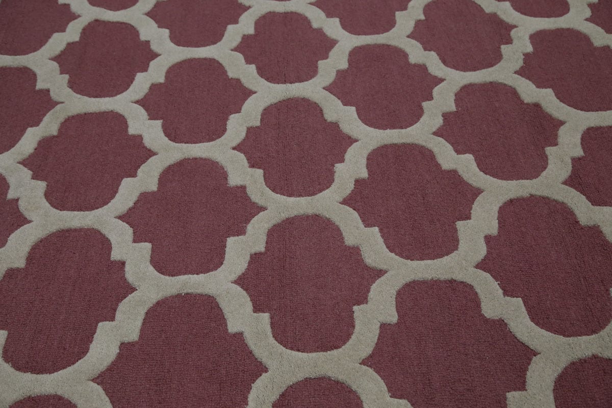 Pink/Ivory Round 8x8 Trellis Area Rug