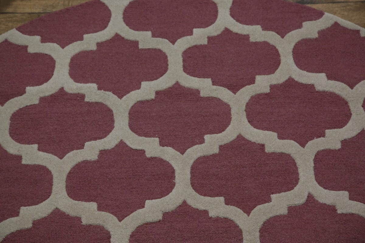 Pink/Ivory Round 8x8 Trellis Area Rug