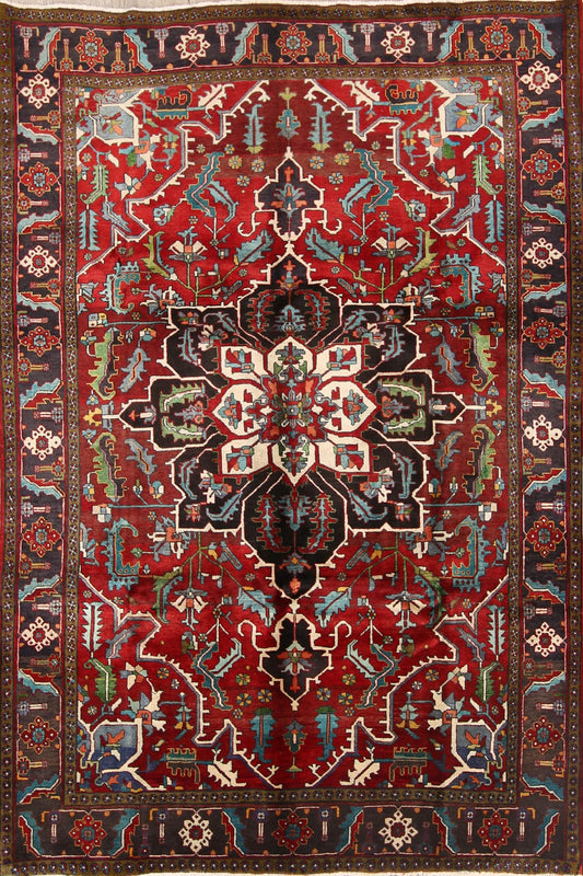 Geometric Heriz Serapi Persian Area Rug 7x11