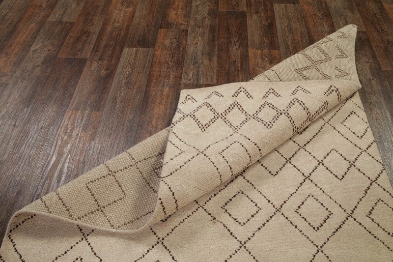 Geometric Moroccan Trellis Beige/Brown 5x8 Wool Area Rug
