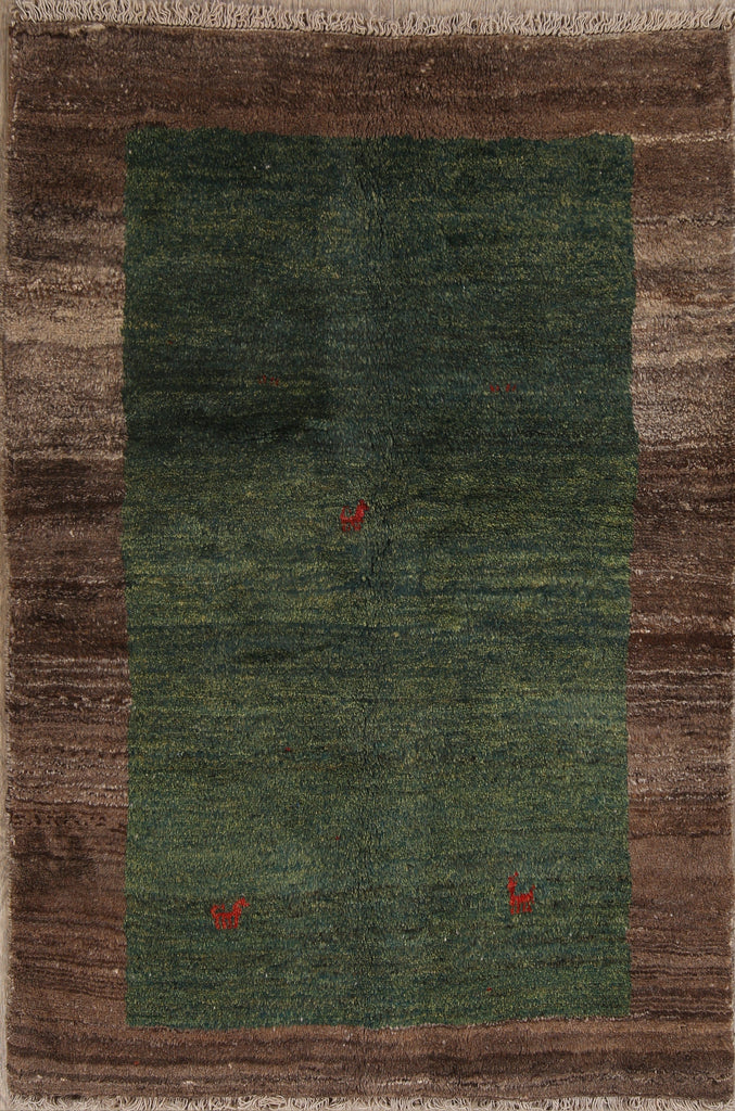 Green Gabbeh Zolanvari Shiraz Persian Area Rug 4x6