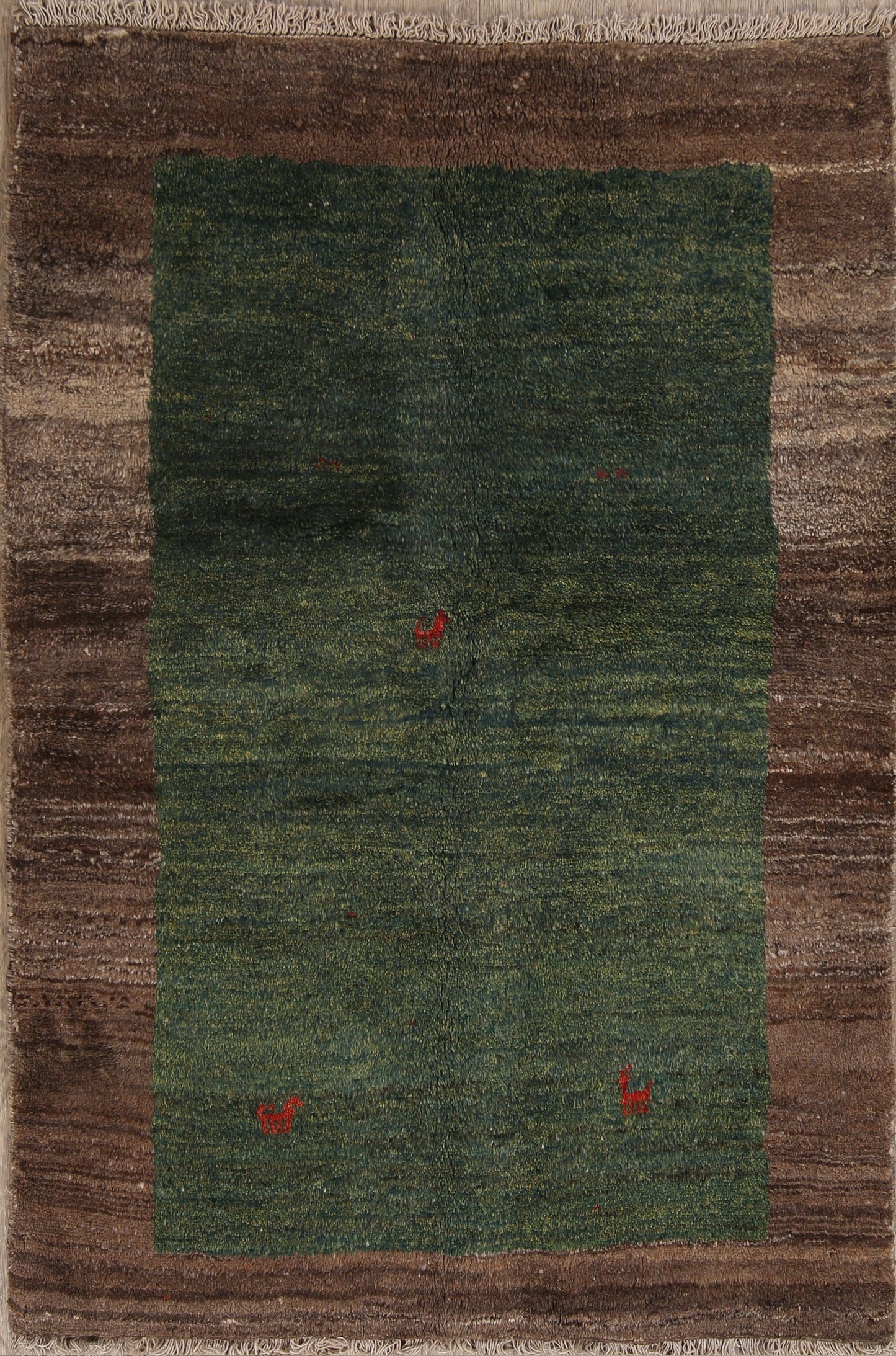 Green Gabbeh Zolanvari Shiraz Persian Area Rug 4x6