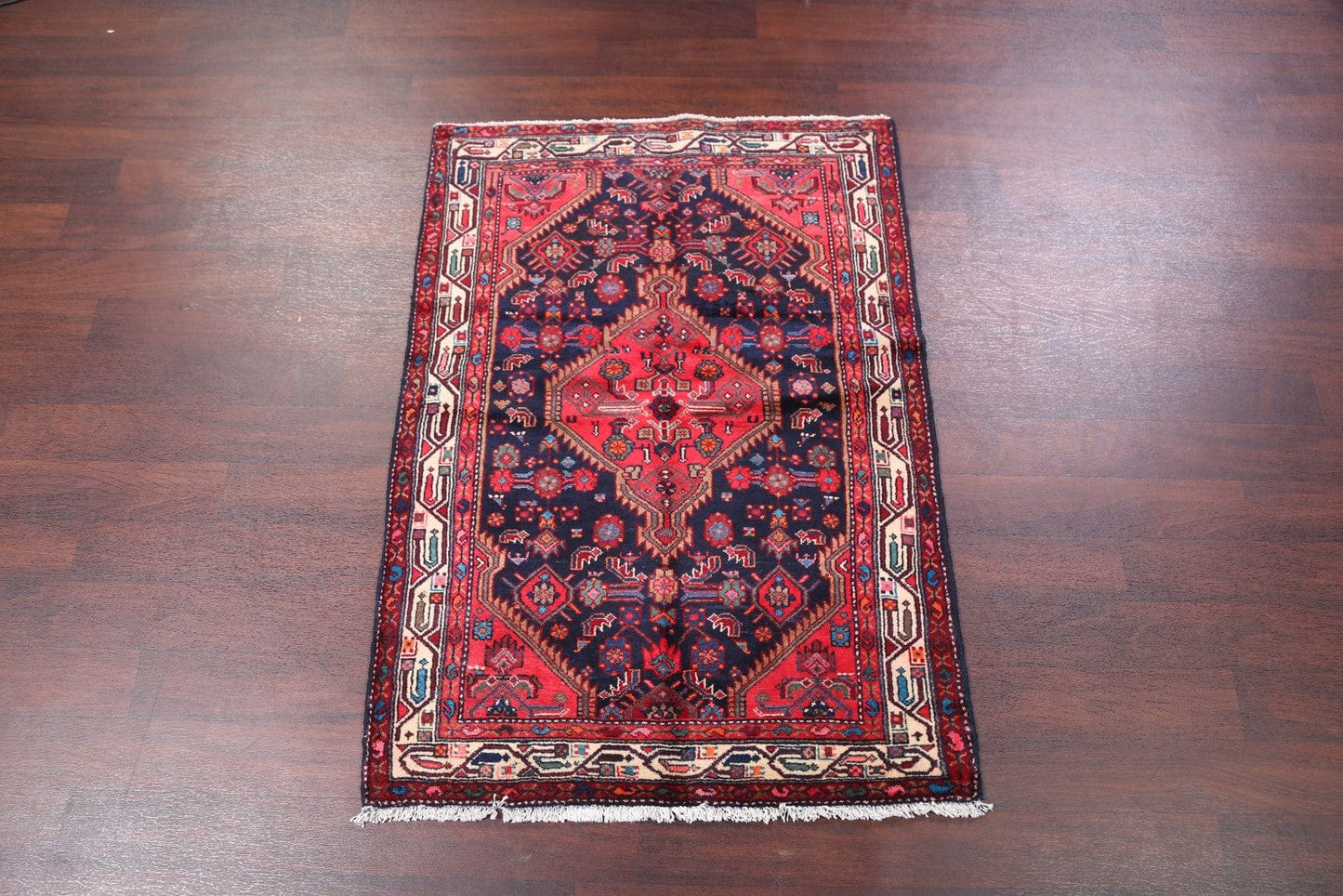 Navy Blue Hamedan Persian Area Rug 4x5