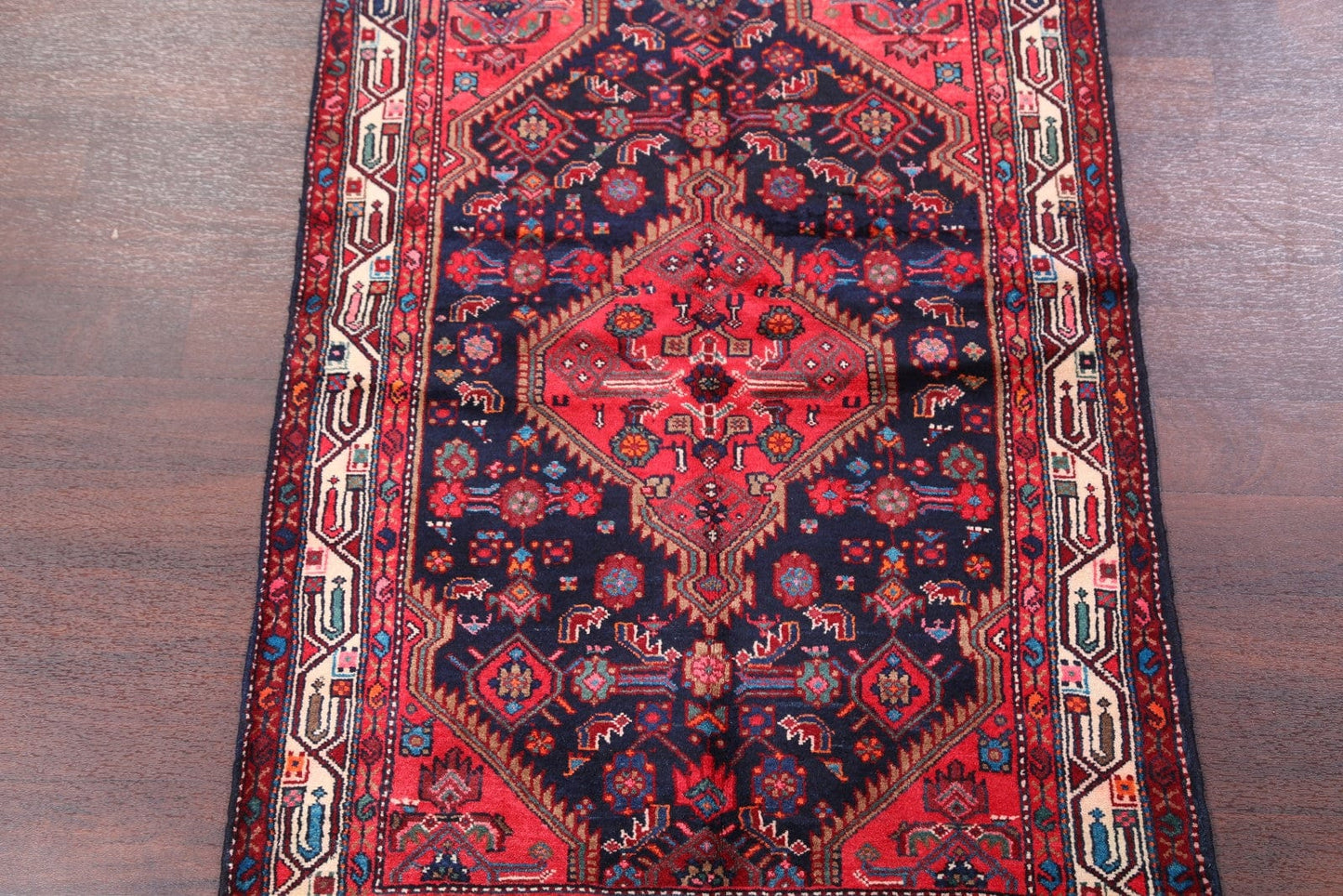 Navy Blue Hamedan Persian Area Rug 4x5