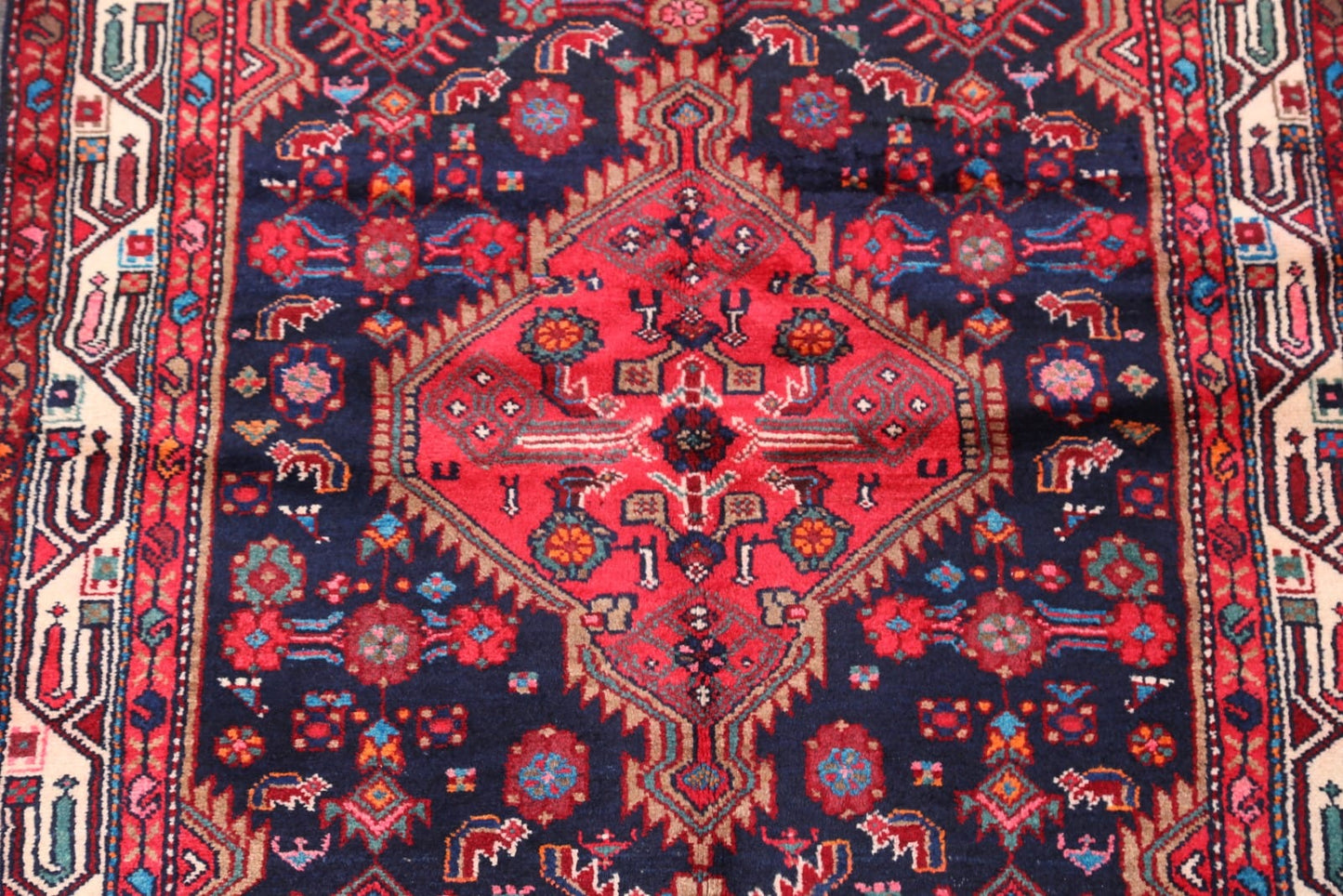 Navy Blue Hamedan Persian Area Rug 4x5