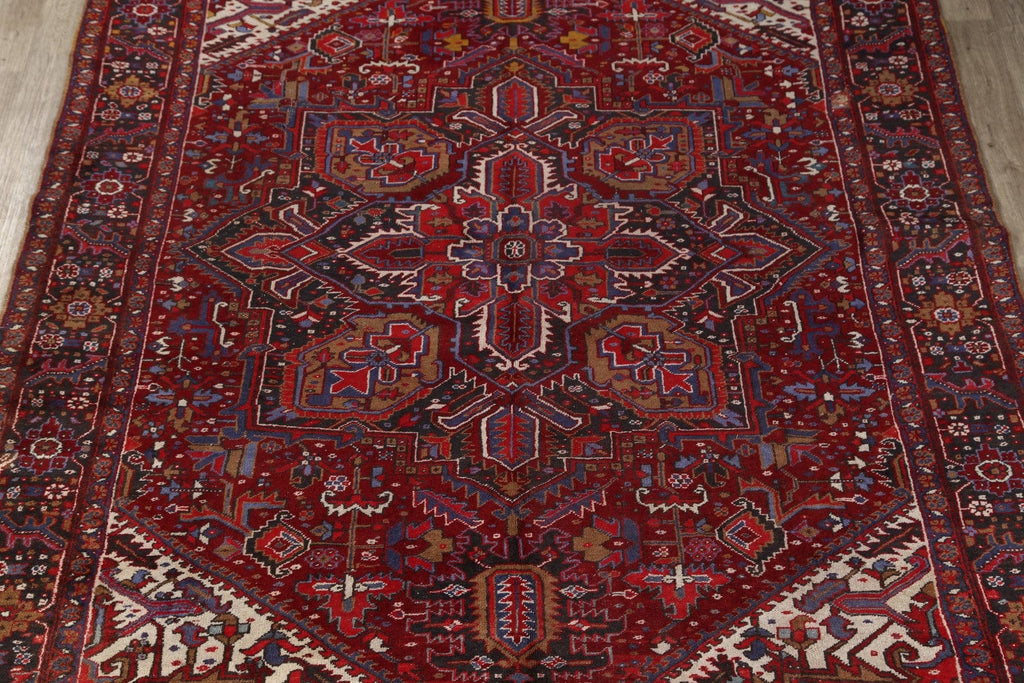 Geometric Red Wool Heriz Persian Area Rug 9x12