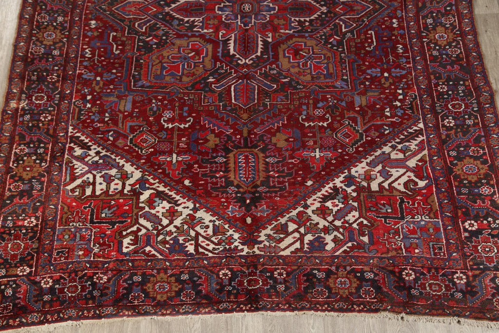 Geometric Red Wool Heriz Persian Area Rug 9x12