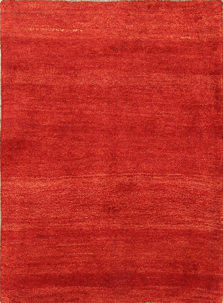 Solid Modern 3x5 Gabbeh Shiraz Persian Scarlet Wool Rug