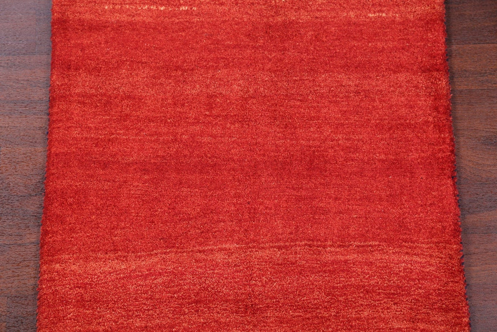 Solid Modern 3x5 Gabbeh Shiraz Persian Scarlet Wool Rug