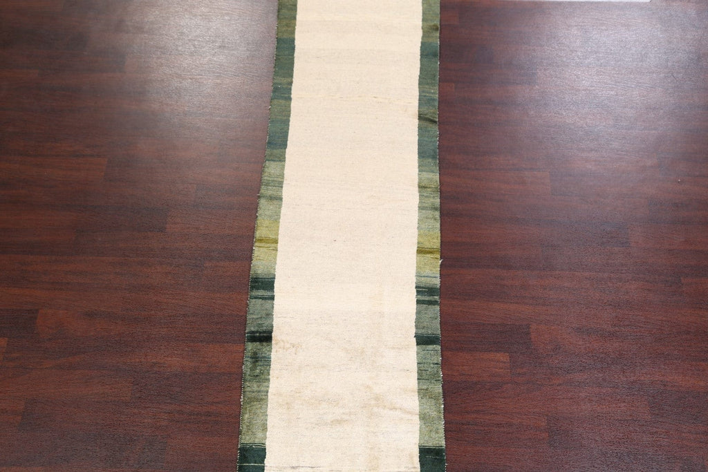 Solid Ivory  3x11 Gabbeh Zolanvari Persian Rug Runner