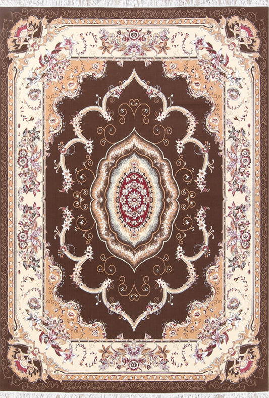 Soft Plush Brown Tabriz Persian Area Rug 8x12