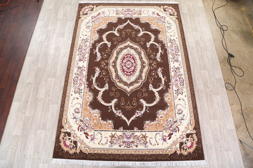 Soft Plush Brown Tabriz Persian Area Rug 8x12