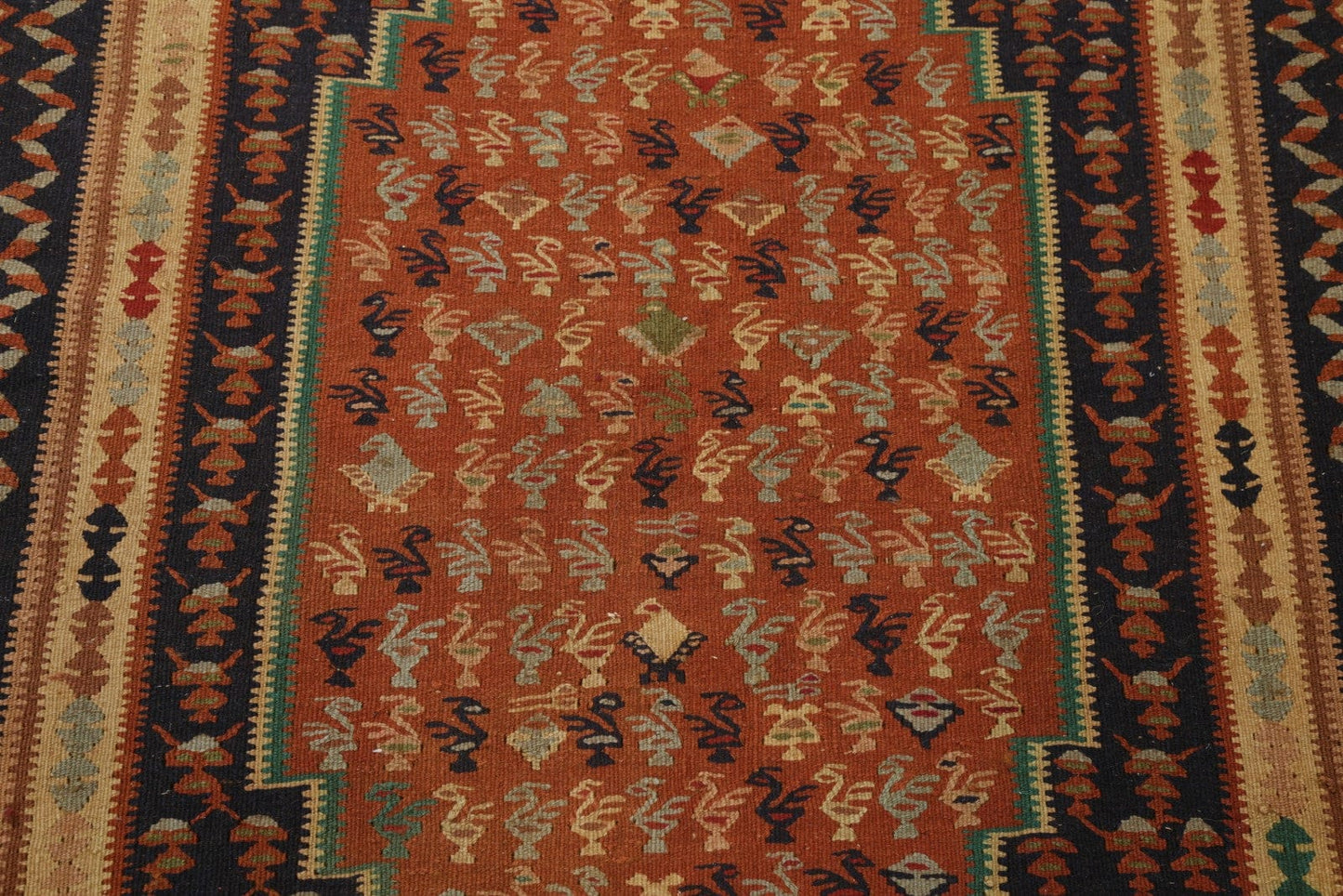 Geometric 4x5 Senneh Geometric Persian Area Rug