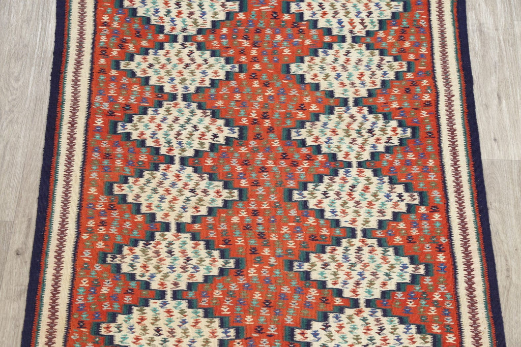 Pictorial 3x5 Kilim Senneh Persian Area Rug