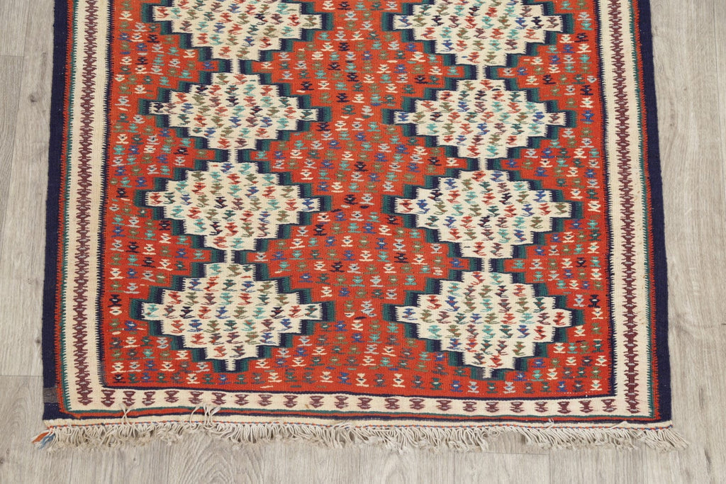 Pictorial 3x5 Kilim Senneh Persian Area Rug