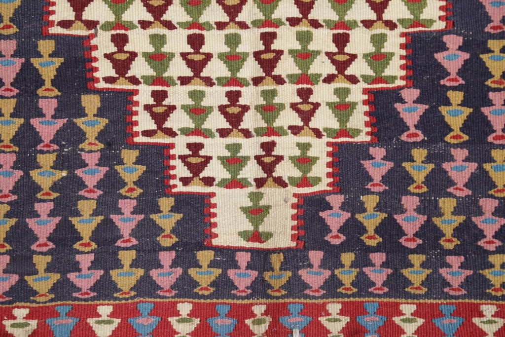 Geometric 3x6 Senneh Kilim Sumak Persian Rug Runner