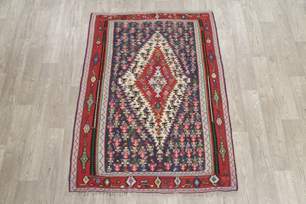 Geometric 4x6 Senneh Kilim Persian Area Rug